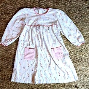 Pippa Girls White Pink Christmas Flamingos Dress Size 7 Snowflakes 100% Cotton